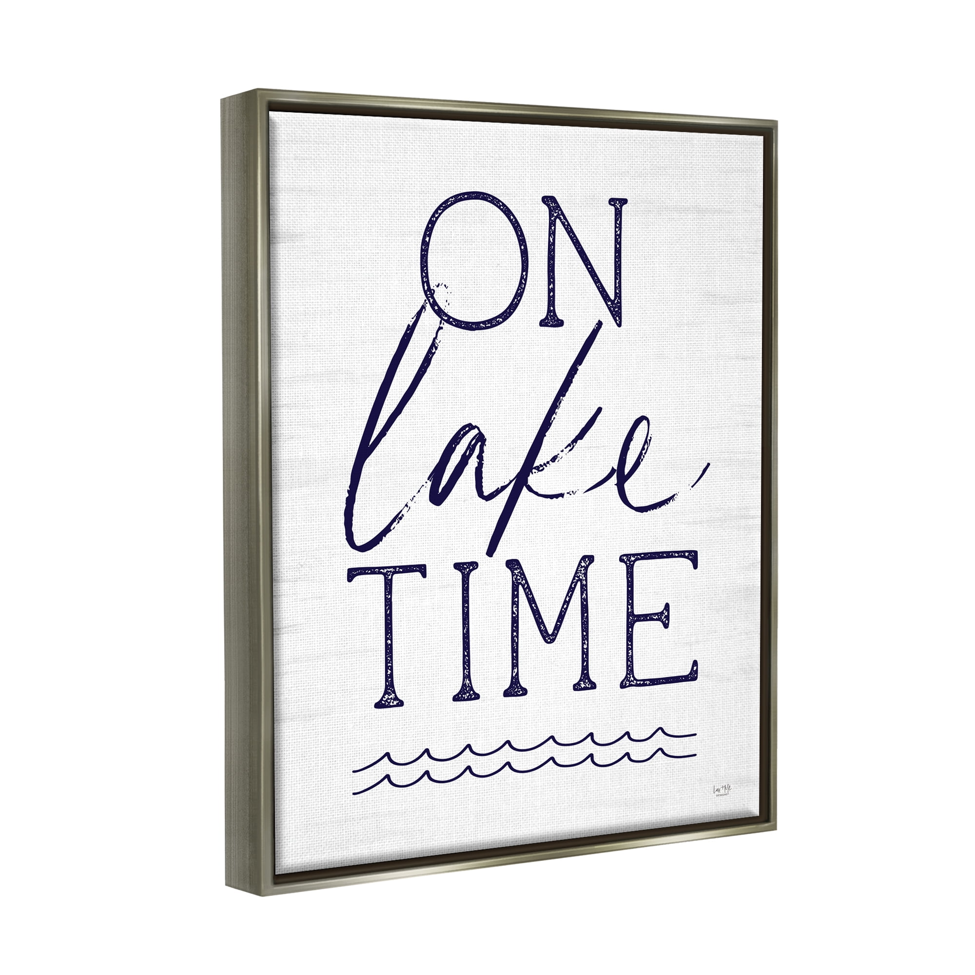 Stupell On Lake Time Water Waves Landscape Painting Gray Floater Framed Art Print Wall Art