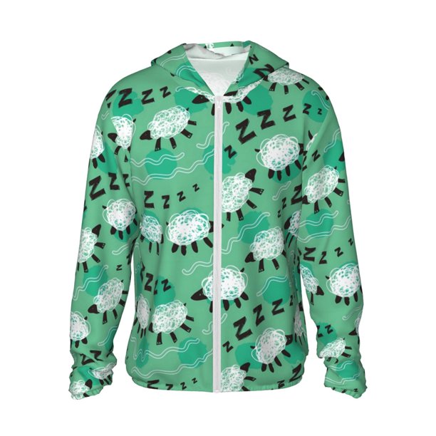Balery Sheep Zzz Sudadera ligera de manga larga con capucha y protección solar UPF 50+ para hombre y mujer, ideal para pesca y running-3X-Large