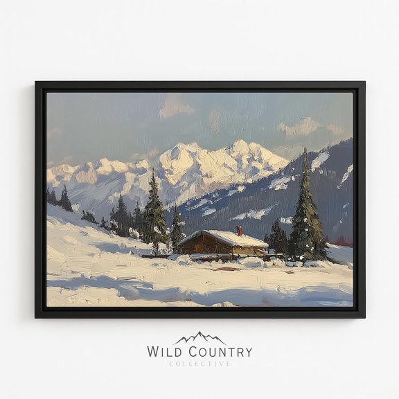 Alpine Chalet Deep Winter Snow Snowy Mountain Cabin Pine Forest Poster