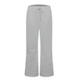 thumbnail image 6 of Tianiyouqing Women's High Rise Flared Comfy Pants Elastic Waist Low Rise Fleece Lined Oversized Jogger Sweatpants Bell Bottom Wide Leg Drawstring Lounge Gym Pants with Pockets Gray M, 6 of 9
