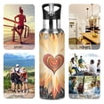 thumbnail image 5 of Radiant Heart Hand Painted Style Sports Bottle with Straw Stainless Steel Water Jug Portable Thermal Cup Leak-proof 1000ML, 5 of 9