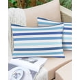 thumbnail image 2 of Outdoor Waterproof Throw Pillow Covers Set of 2 Teal Blue Stripes Decorative Pillowcases Lumbar Outdoor Pillows Cushion Case 20x12 Inch Navy White Striped Patio Pillows for Couch Sofa Bed Garden, 2 of 9