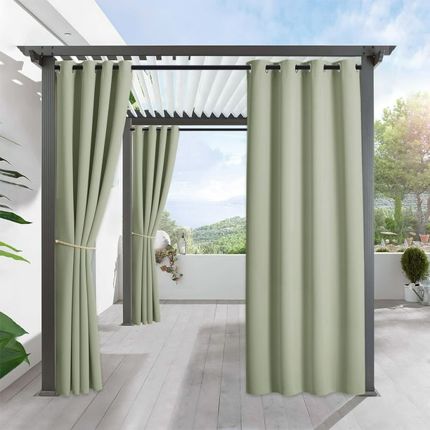 Cortinas para Exterior RYB HOME Impermeables Opacas y con Protección UV 52x240 cm Salvia