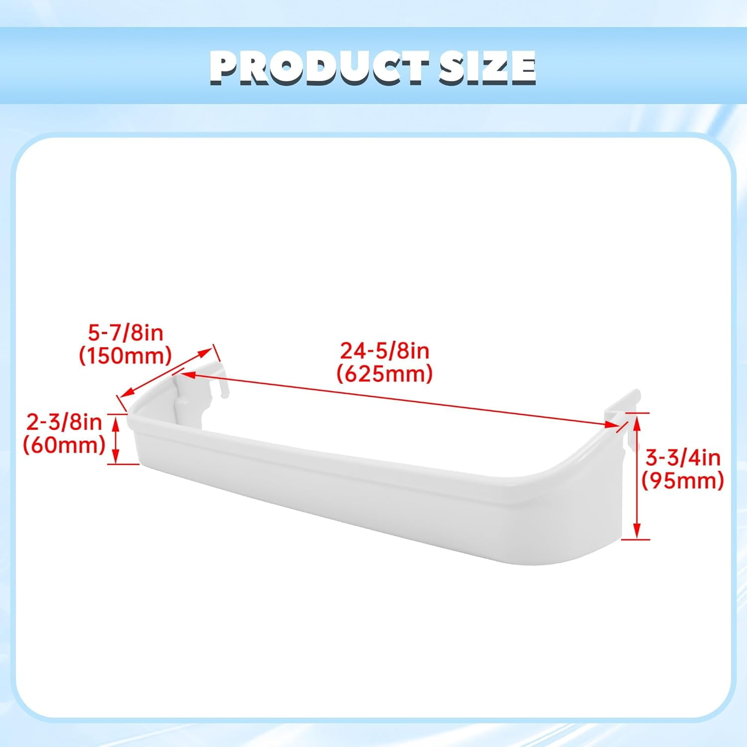 Replacement Drawer / Bin for Frigidaire / Kenmore Refrigerators — Fits Part # 240338001 / AP2115859 — White / Clear