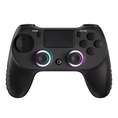 Wireless Controller for P4 with RGB Lighting,Remote Game Joystick Compatible with P-4/P-4 Slim/P-4 Pro/PC,Black
