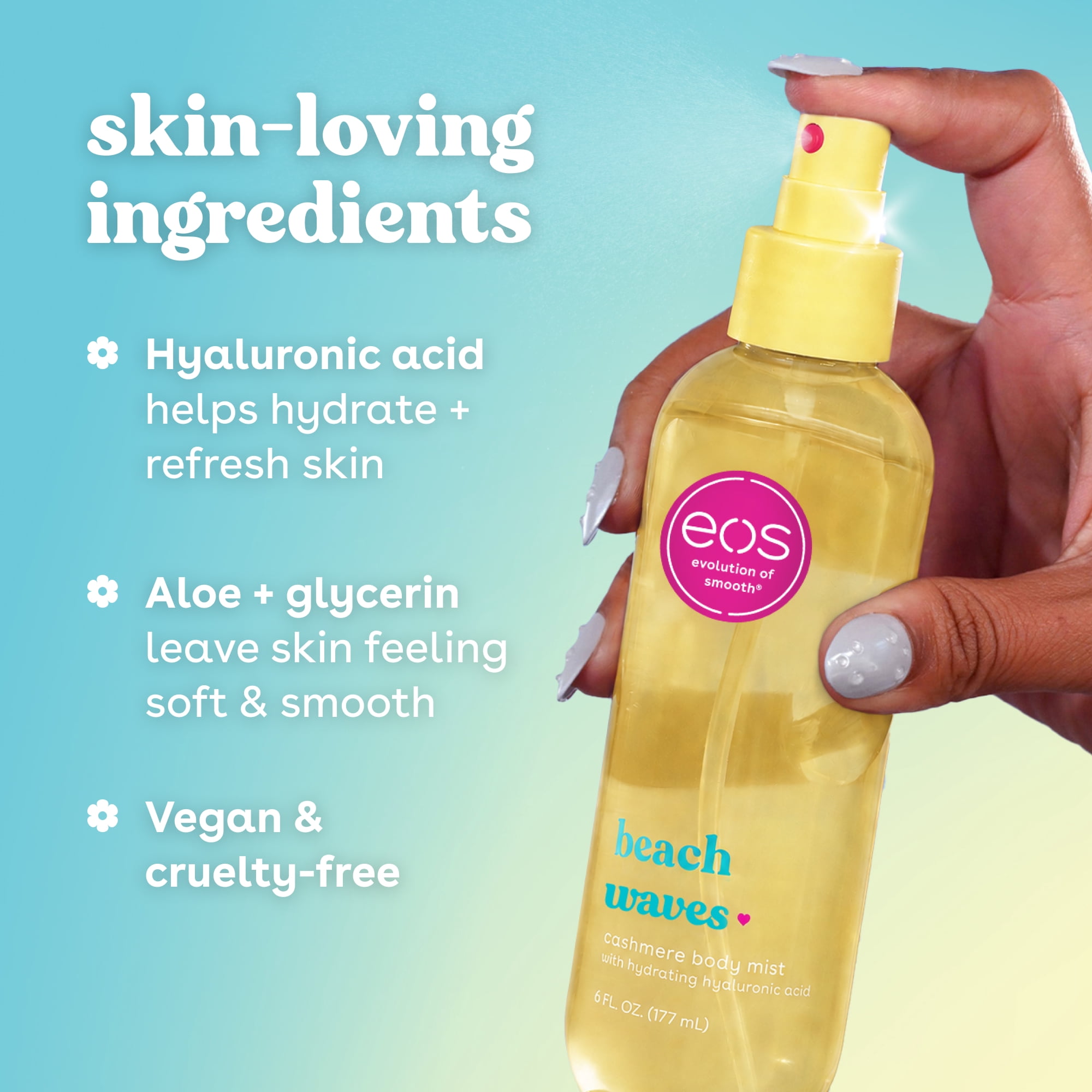 eos Women's Beach Waves Fine Fragrance Body Mist, Floral-Fruity, 6 fl oz