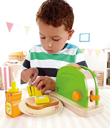 Tiny Land 10 Pcs Toy Kitchen Wooden Pop-up Toaster Play Set for Early Learning for sale online 