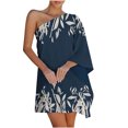 thumbnail image 2 of UPPADA Women's Kaftan One Shoulder Mini Dresses Boat Neck Batwing Sleeve Trendy Printed Oversized Vintage Short Dress, 2 of 5
