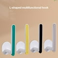 thumbnail image 4 of Storage Hanger L Shape Plastic Wall Mounted Towel Holder Self-adhesive Waterproof Paper Roll Organizer, Green, 4 of 10