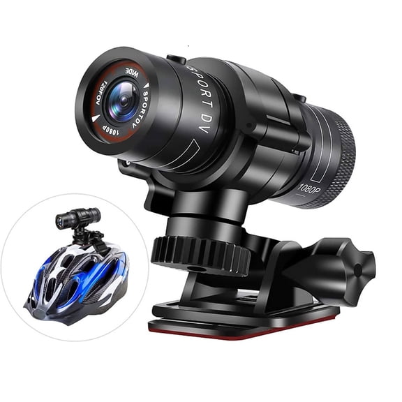 1080P Cycling Camera Bicycle Camera Helmet Action Camera 120° Wide Angle Lens IP66 Waterproof Built-in Battery with 32GB TF Card Helmet Mount Bicycle Stand for Outdoor Sports