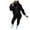 Black, variant on Fesfesfes Women Hooded Casual Solid Shirt Hooded Blouse Pocket Plush Pant Suit