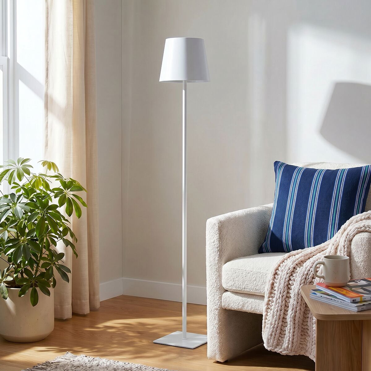 Mainstays 60" LED Rechargeable Metal Floor Lamp, White