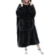 thumbnail image 3 of Sudadera con Capucha y Manta para Hombre y Mujer, de Gran Tamaño, de Larga y Cálida Negro un Tamaño, 3 of 10
