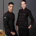 thumbnail image 2 of jesticaly for Chef Jacket Unisex-Adult Long Sleeved Sweat Absorbing Cooking Uniform Black XXL, 2 of 6