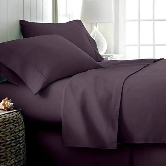 AUQ 800 Thread Count 100% Egyptian Cotton Sateen Weave - 4 Piece Bed Sheets,Plum Solid - King Size,Luxury Premium Hotel Quality Sheet Set,Fits mattresses Up to 18” deep Pocket