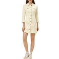 thumbnail image 2 of INSPIRE CHIC Women's Denim Dress 3/4 Sleeve Button Down Mini Jean Shirt Dress S White, 2 of 6