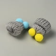 thumbnail image 2 of 50pcs Woolen Crochet Mini Hat with Double Pom Pom Ball Ornament Accessories Light Grey 35x31x28mm, 2 of 2