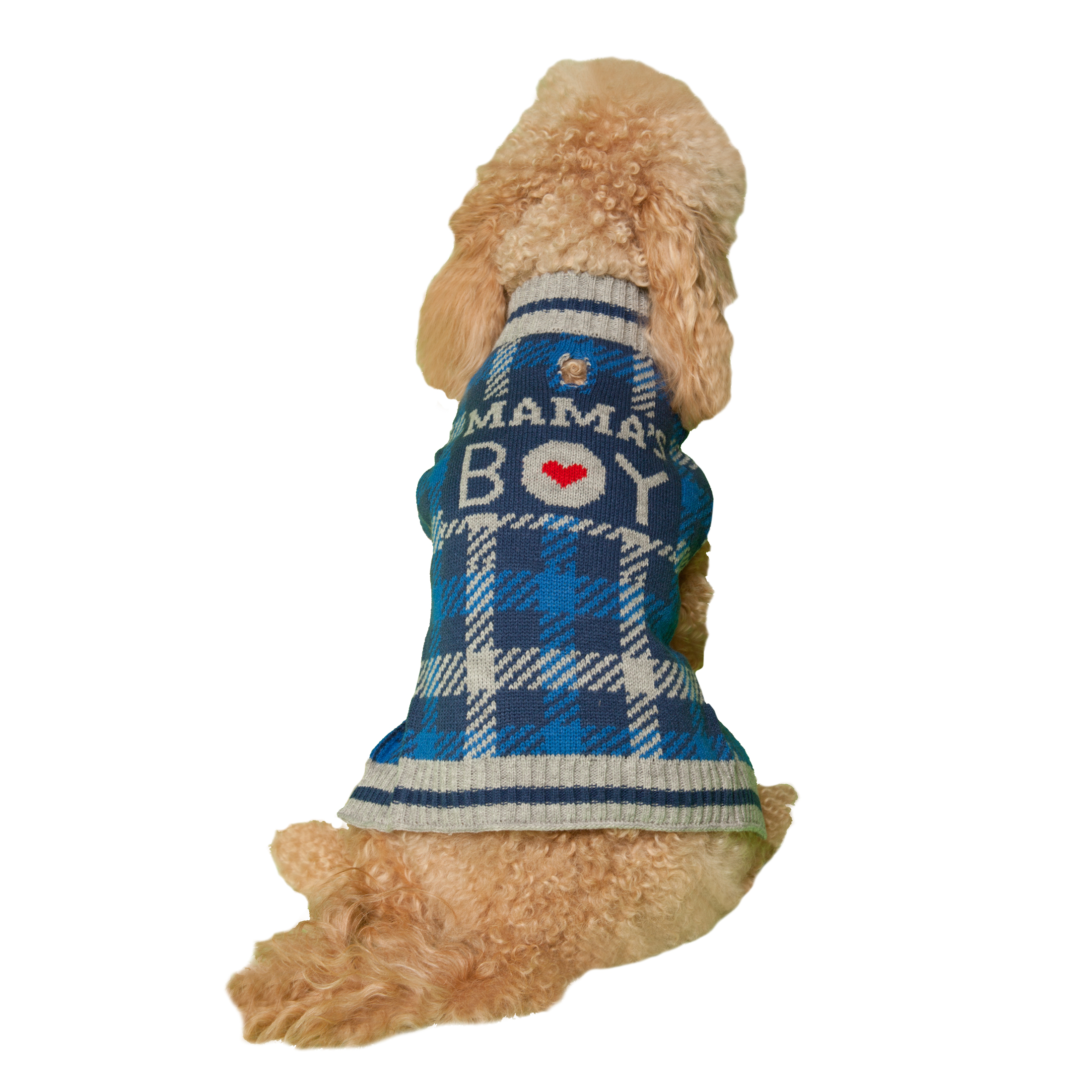 Vibrant Life Holiday Blue Mama'S Boy Plaid Dog Sweater and Cat Sweater