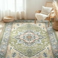 thumbnail image 4 of 5'x7' Area Rugs, Machine Washable Non Slip Area Rug for Living Room, Soft Low Pile Vintage Print Pattern Indoor Bedroom Thin Carpet, Green, 4 of 5