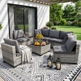 thumbnail image 2 of AstrPthylx 7-Piece Patio Sectional Set with Coffee Table, All-Weather Outdoor PE Rattan L-Shaped Sofa & Cushions for Garden, Backyard (Dark Gray), 2 of 6
