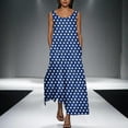 thumbnail image 2 of Stylish SMihono Women's Ploka Dots Flowy Maxi Dress with Pockets, Elegant 2025 Summer Loose Crew Neck Sleeveless A-Line Swing Dresses Blue XL, 2 of 5