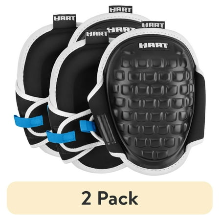 (2 pack) HART Gel-Infused Memory Foam Pro Work Knee Pads, One Size Fits All, 8.25" Assembled Product Height