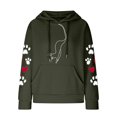 thumbnail image 4 of Women's Waffle Hoodies Sweatshirt Valentines Cute Heart Cat Paw Graphic Pullover Long Sleeve Hooded, 4 of 4