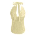 thumbnail image 5 of IWRICH Women's Summer Flowy Halter Top Cute Beach Tank Tops Going out Sleeveless Deep V-Neck for Concert Vacation Party Yellow XL, 5 of 5