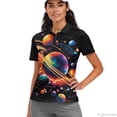 thumbnail image 6 of FUIALDOLG Vibrant Outer Space & Planet Pattern Women Short Sleeve Golf Shirts for Tennis Outdoor, Quick Dry Polyester Polo Shirts Soft Moisture Wicking Golf Short Sleeve Shirt, 6 of 10