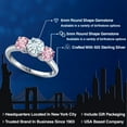 thumbnail image 2 of Gem Stone King 925 Sterling Silver Sky Blue Aquamarine and Pink Lab Grown Diamond Engagement Ring for Women | 1.75 Cttw | Round 6MM | Gemstone March Birthstone | Size 9, 2 of 6