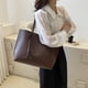 thumbnail image 3 of Bolso de mano para mujer, Bolso de hombro de cuero PU, Bolso de mano elegante, Bolso grandes (marrón), 3 of 7
