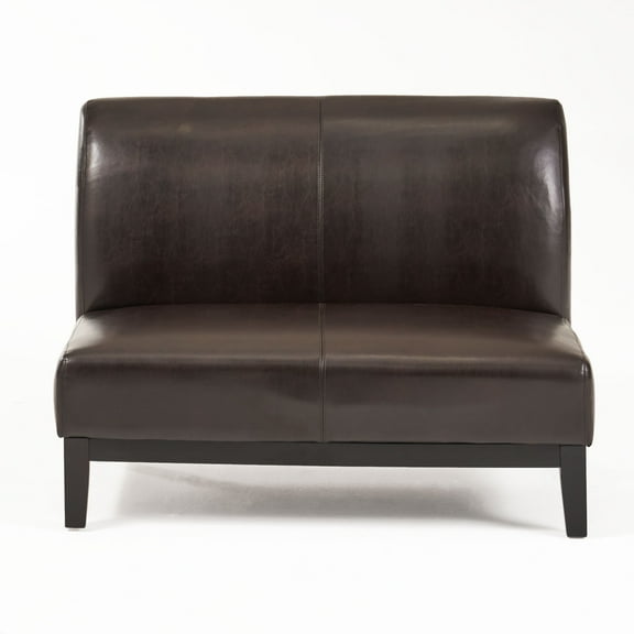 GDF Studio Nathan Contemporary Bonded Leather Upholstered Loveseat, Brown and Espresso