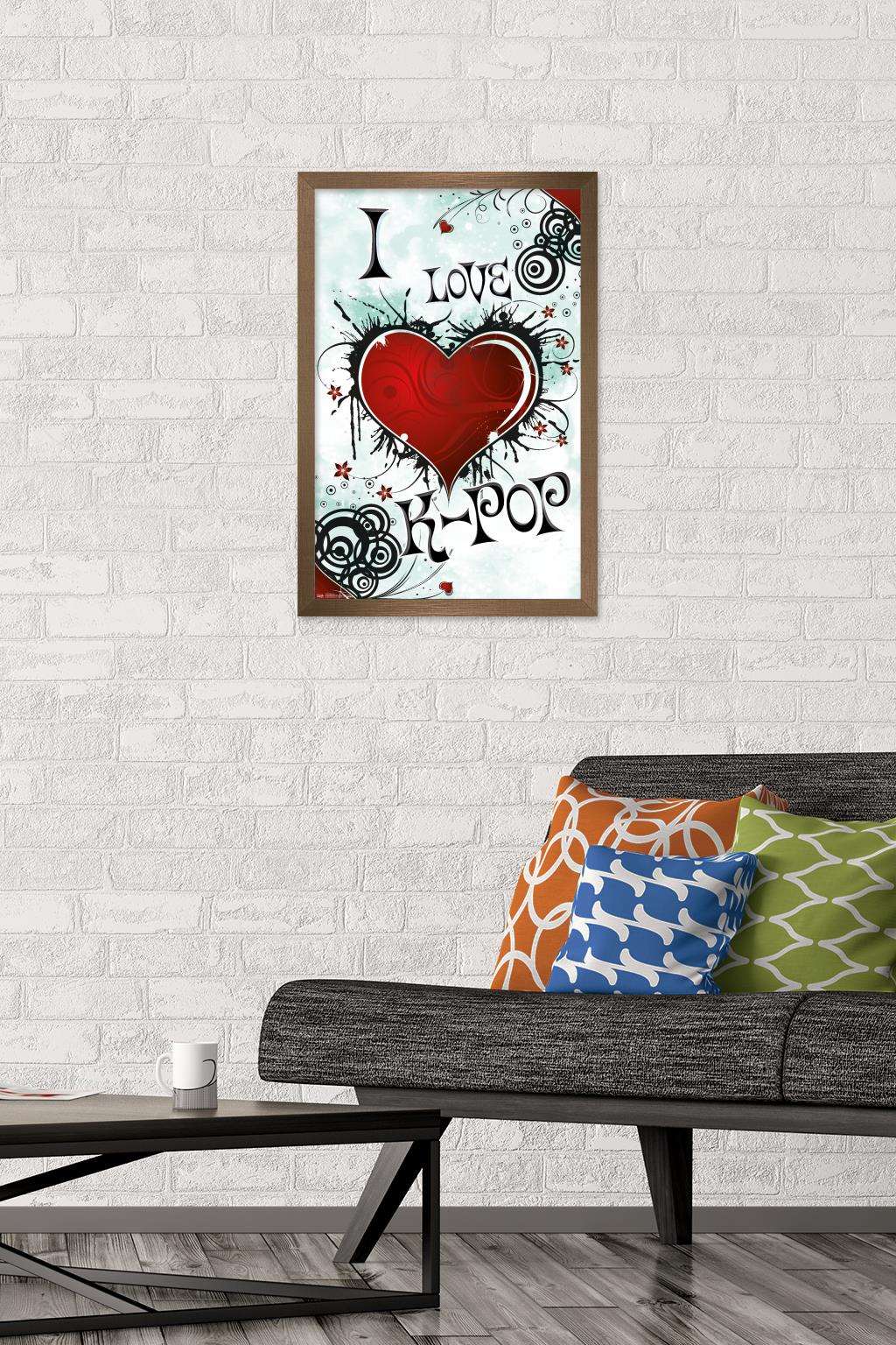 I Love K-POP Wall Poster, 14.725" x 22.375", Framed