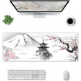 thumbnail image 2 of Japanese Cherry Blossom Gaming Mouse Pad, White Extended Large Mouse Mat Desk Pad, Stitched Edges Mousepad, 3mm Thick Long Non-Slip Rubber Base Mice Pad, 31.5 X 11.8 Inch, 2 of 6