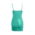 thumbnail image 6 of OSOLU Dresses Solid Color Women Sexy PU Leather Dress Sleeveless Deep V-Neck Backless Lace Up Bodycon Dress Latex Party Mini Club Dress Classic Sundress Flowy Vacation Dress, 6 of 7