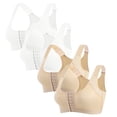 thumbnail image 1 of ylioge S-5XL Sports Bras for Women Plus Size Front Closure 3 Pack Compression Bralettes Wireless Push Up High Support Multipack Underwear Bra, 1 of 8