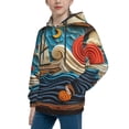 thumbnail image 2 of Balery Whimsical Sailboat Ocean Art Pattern Boys Hoodie, Youth Pullover Hooded Sweatshirt, Kangaroo Pocket Hoodie for Kids Girls -X-Large, 2 of 6