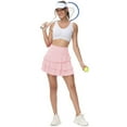 thumbnail image 6 of Xidunhg Women's Pleated Tennis Skirts Athletic Golf Skorts Skirts for Women Layered Skirts Workout Running Pink L, 6 of 9