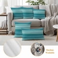 thumbnail image 5 of Teal Turquoise Aqua Ombre Outdoor Pillow Covers 16x16 Set of 2,Waterproof Patio Throw Pillowcase Protectors,Contemporary Abstract Lines Decorative Pillow Shams Cushion Covers for Seat Bed Couch Sofa, 5 of 8