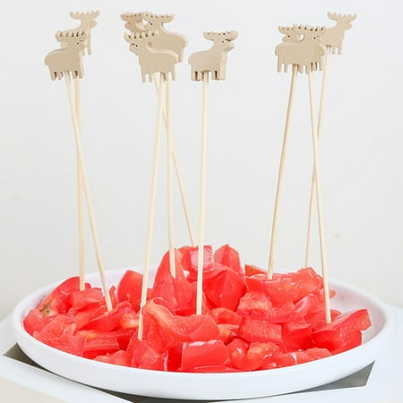 

Raindrops 100Pcs Fruit Skewers for Appetizers and Desserts Elk Bamboo Sticks