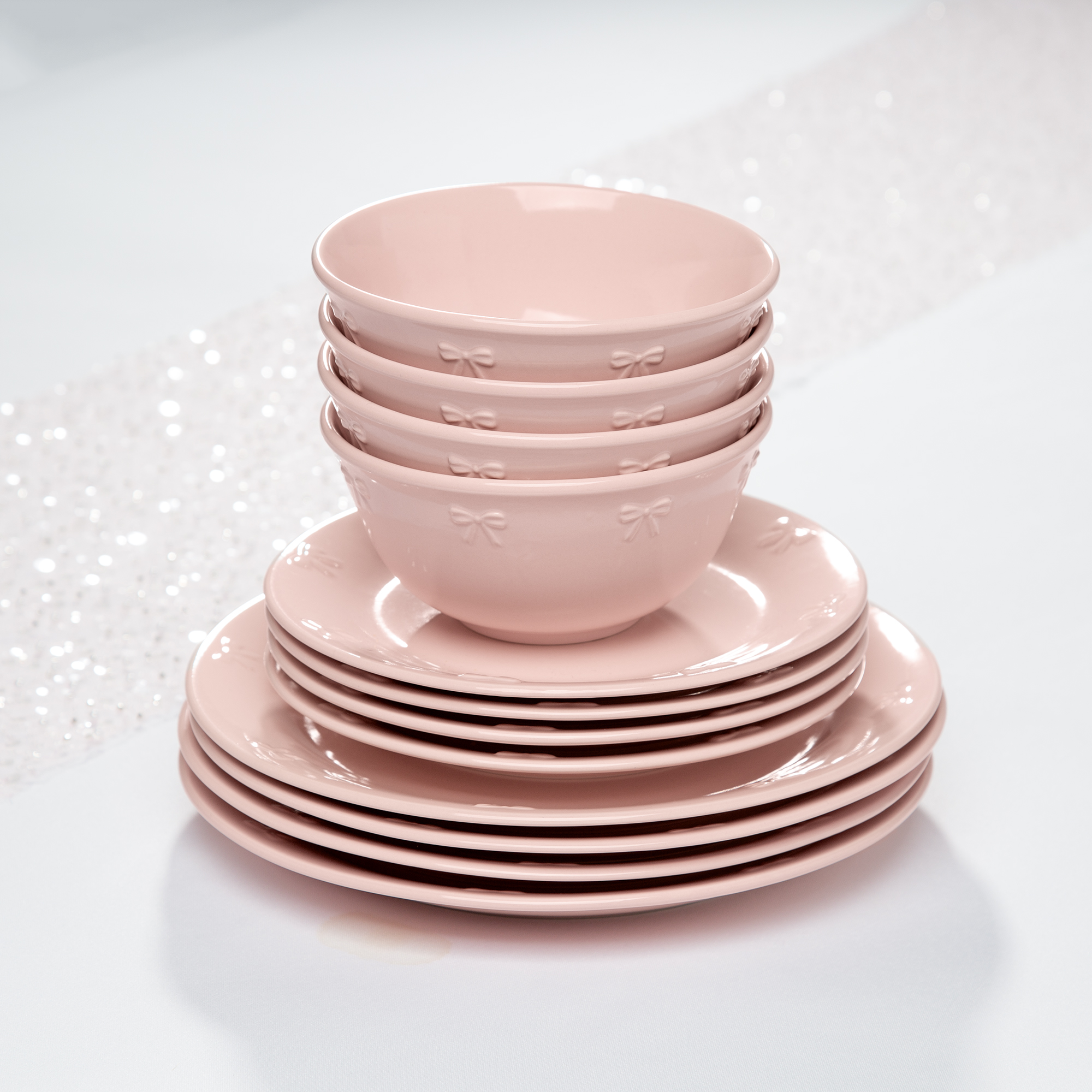 Paris Hilton London Collection 12-Piece Dinnerware Set, Blush Pink photo 8
