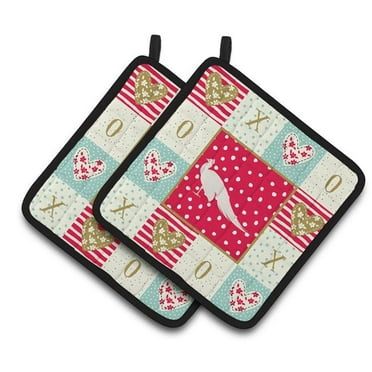 Carolines Treasures CK5353PTHD White Peacock Peafowl Love Pair of Pot Holders, 7.5HX7.5W, multicolor