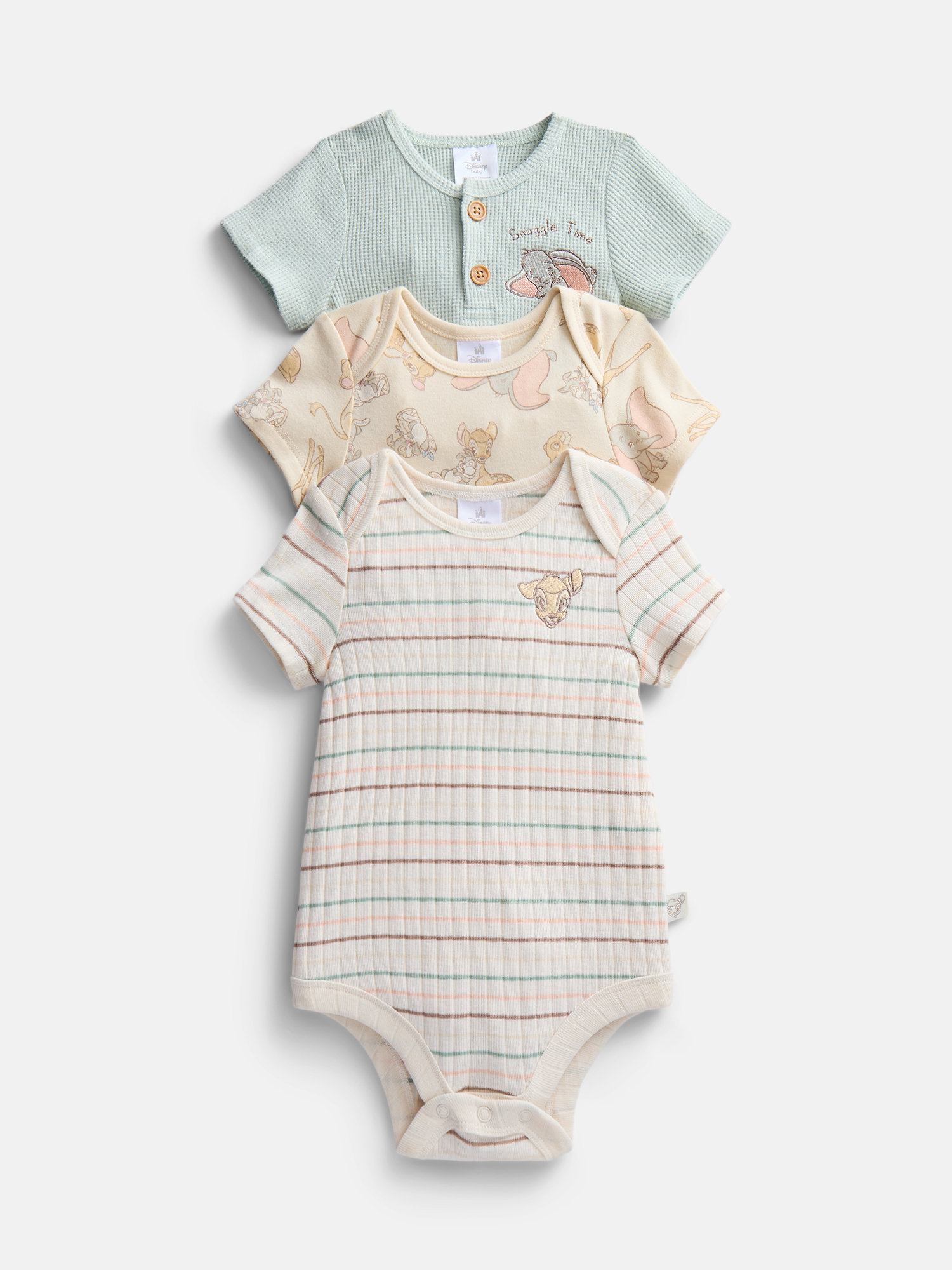 Disney Baby Classics Short Sleeve Bodysuits, 3-Pack