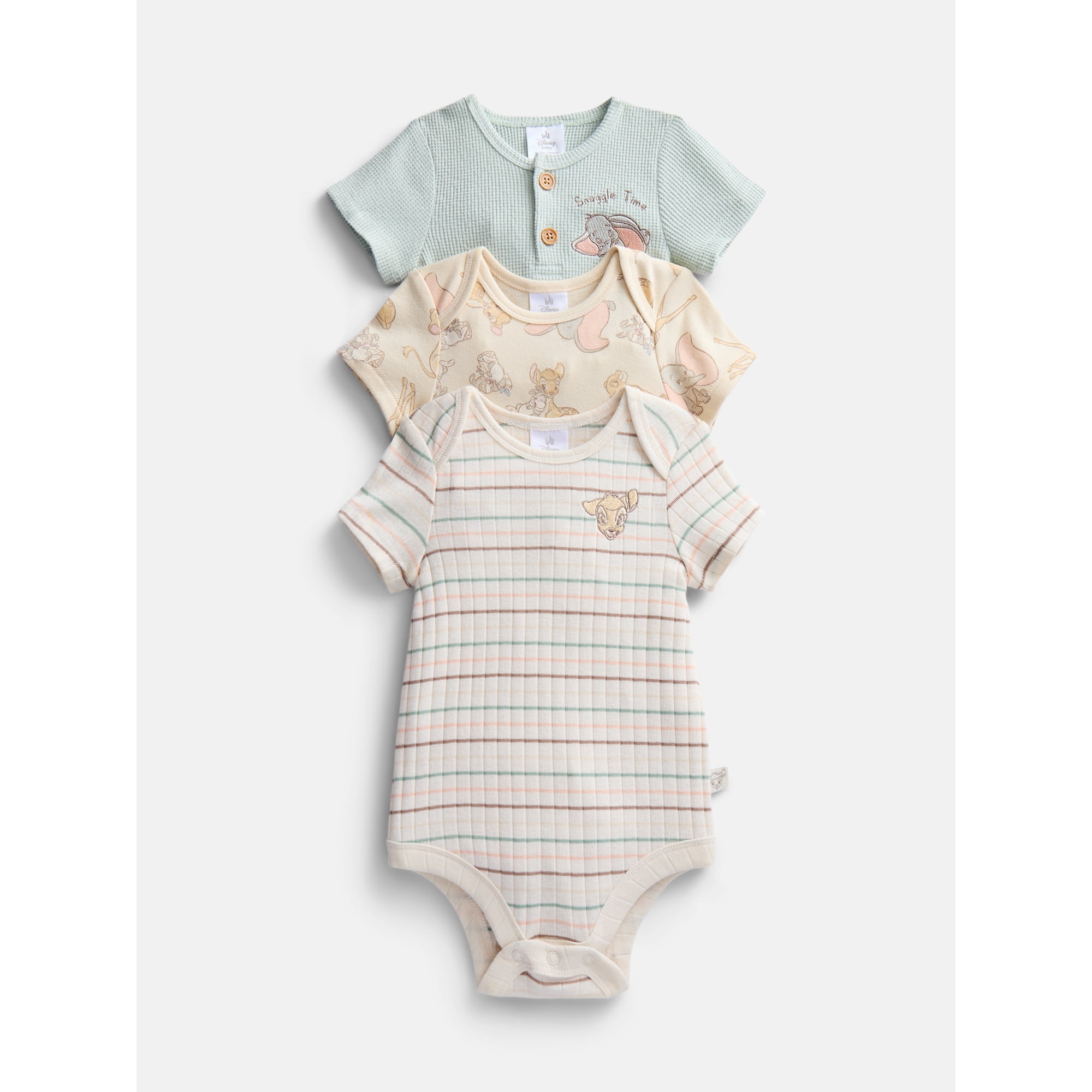 Disney Baby Wishes + Dreams Classics Bodysuits with Short Sleeves, 3-Pack, Sizes Newborn-18M