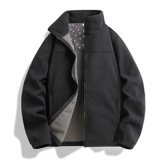 Veste en Molleton pour Homme à Fermeture Éclair devant, Col Montant, Légère, Chaude, Poches, Décontractée, Quotidienne