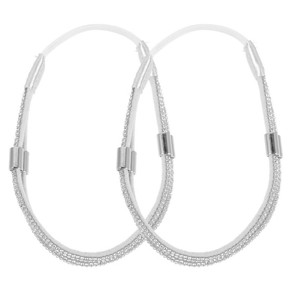 HONMEET Elastic High Heel Shoe Strap Replacement Glamorous Women Silver Water Drill 1 Pair