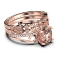 thumbnail image 2 of Gorgeous Art nouvea 2.50 Carat Oval Cut Morganite And Diamond Moissanite Twirled Style Engagement Ring, Wedding Ring in 925 Sterling Silver With 18k Rose Gold Plating Gift For He, Trio Set, 2 of 4