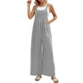 thumbnail image 6 of Seductiva Gray Women's Wide Leg Pants Women's Loose Fit Jumpsuit Overalls Lightweight Summer Romper with Adjustable Straps & Pockets, Casual Sleeveless Denim-Like Overalls for Beach, 6 of 7