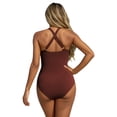 thumbnail image 3 of TGPMGRZ Maternity One Piece Swimsuit for Women Adjustable Spaghetti Straps Bathing Suit Swimwear #02 Brown, Size L, 3 of 9