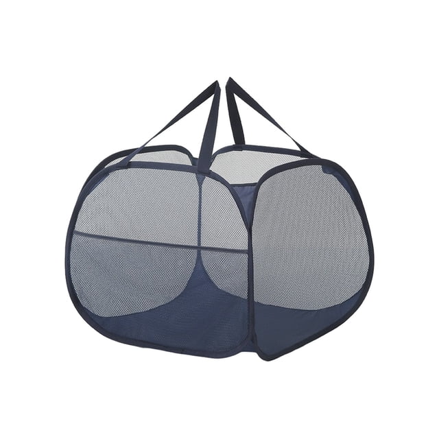 EGNMCR Bathroom Storage & Organization Mesh Laundry Hamper With Wide Opening And Side Pocket Breathable Sturdy Foldable And Space Saving Design For Laundry Clothes And Storage Laundry Hampers